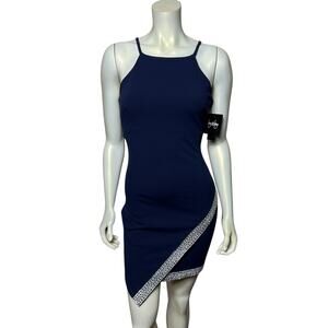 Jay & Jay Navy Blue Cocktail Dress with Crystal Trim - Size S - NWT Party